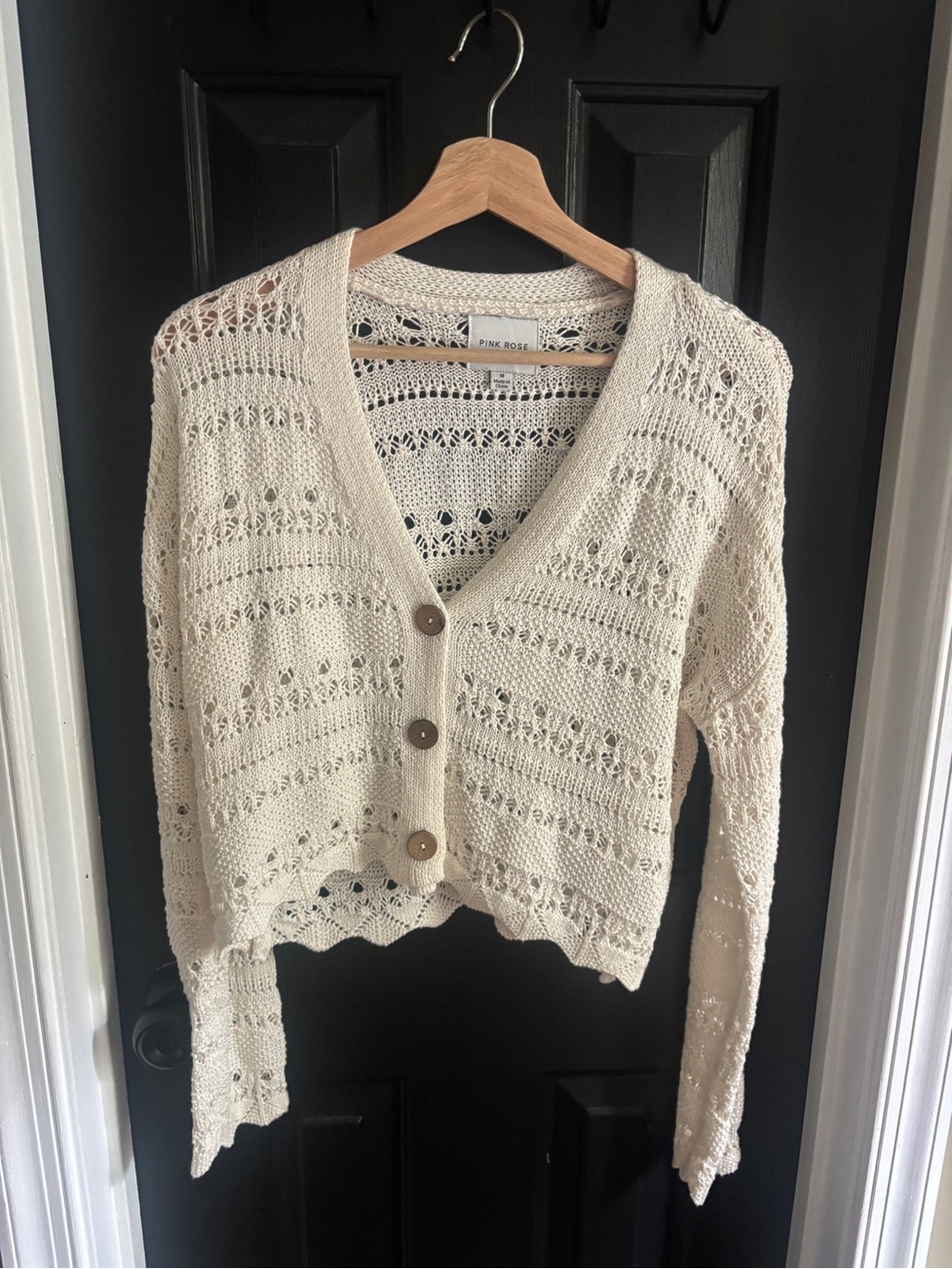 Pink Rose Crochet Style Cardigan